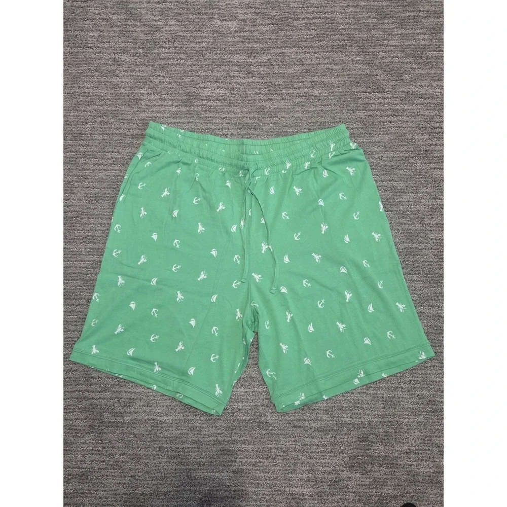 Cosabella Mens Road Trip Lounge Set Green Nautical Anchor Lobster Print Large